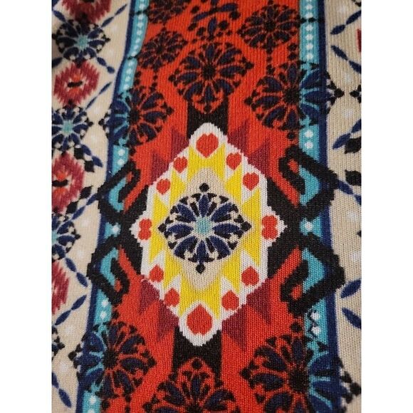 Win Win Womens Sz L Multi Color Knit Flare Bottom Tunic 3/4 Bell Sleeves Fall - Picture 4 of 10